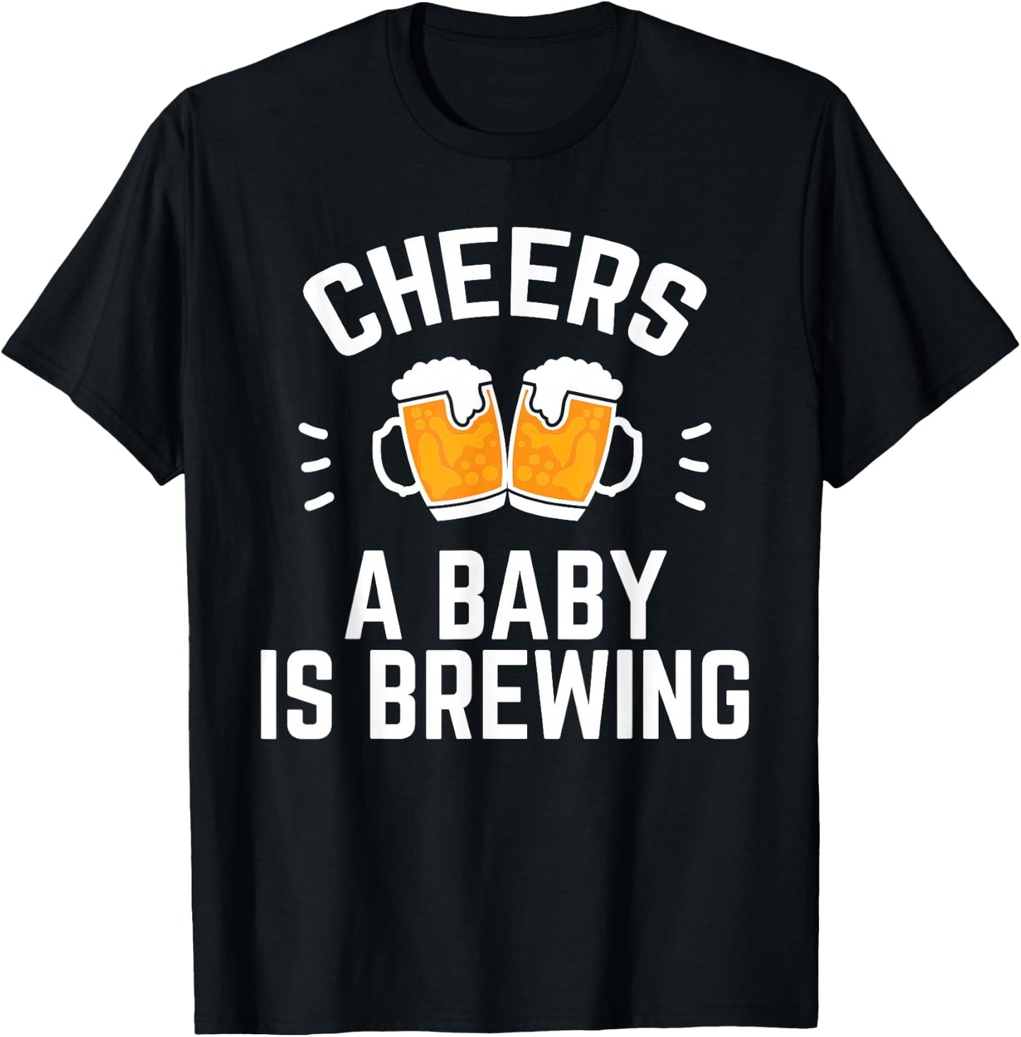 Funny New Dad Baby Shower Cheers A Baby Is Brewing T-Shirt - T-Shirt | Black