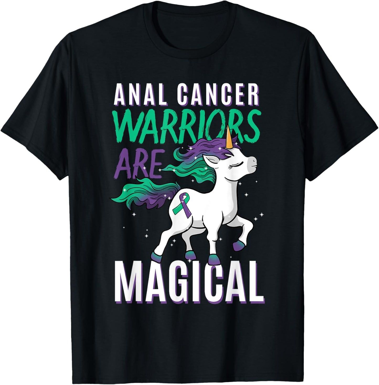 Anal Cancer Awareness Supporter Fighter Unicorn Lover Gift T-Shirt - T-Shirt | Black