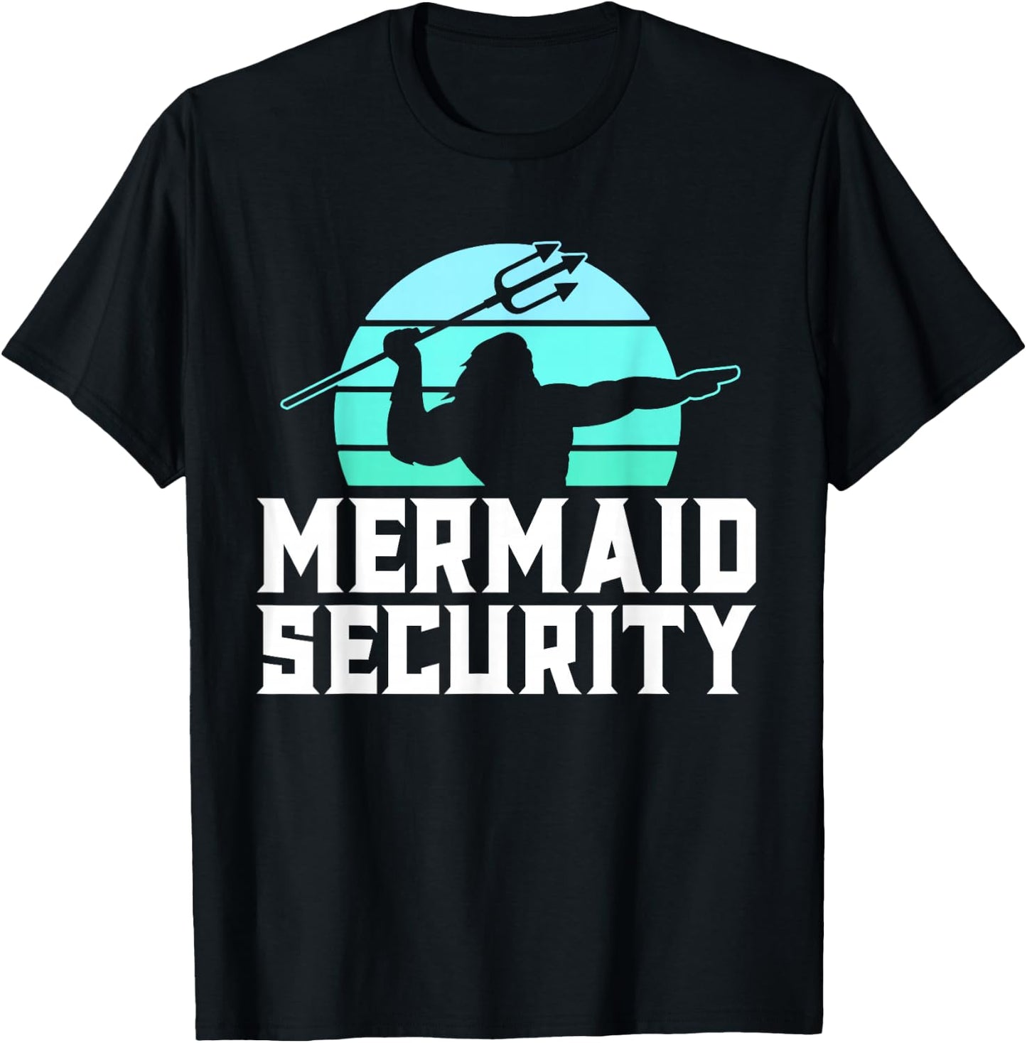 Mermaid Security Shirt Boys Swimmer Dad Merdad Trident T-Shirt - T-Shirt | Black