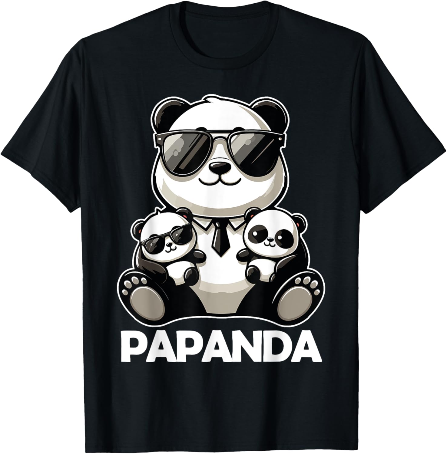 Funny Dad Papa Quotes for Father's Day Father Panda Papanda T-Shirt - T-Shirt | Black