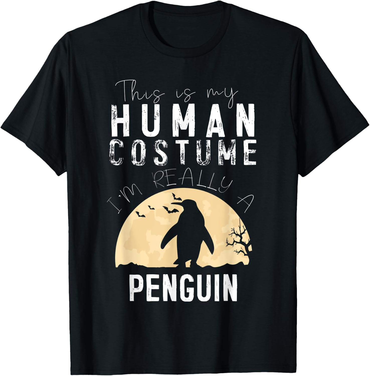Halloween Human Costume Penguin Creepy Horror T-Shirt - T-Shirt | Black