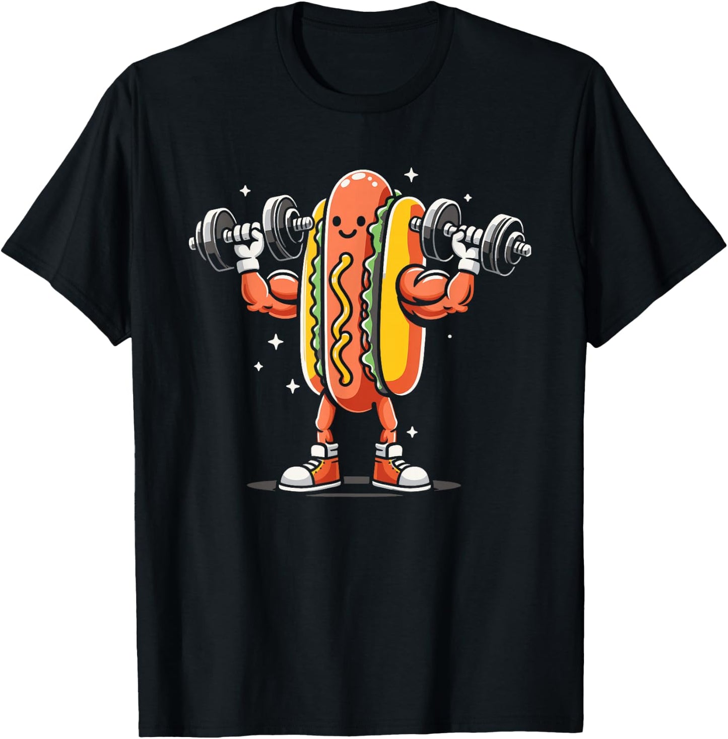 Hotdog Lifting Weights Funny Bodybuilding Weightlifting T-Shirt - T-Shirt | Black