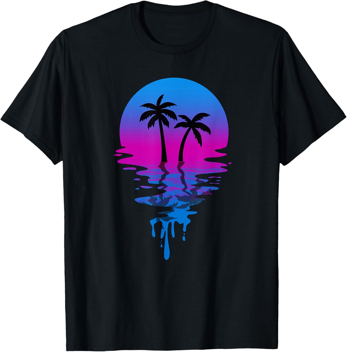 Vintage Retro Sunset Palm Tree T-Shirt - T-Shirt | Black