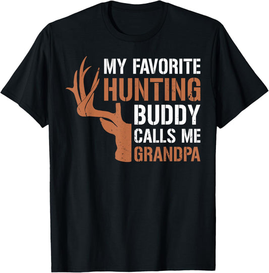 Funny Deer Hunter Grandpa Hunting Buddy Calls Me Grandpa T-Shirt - T-Shirt | Black