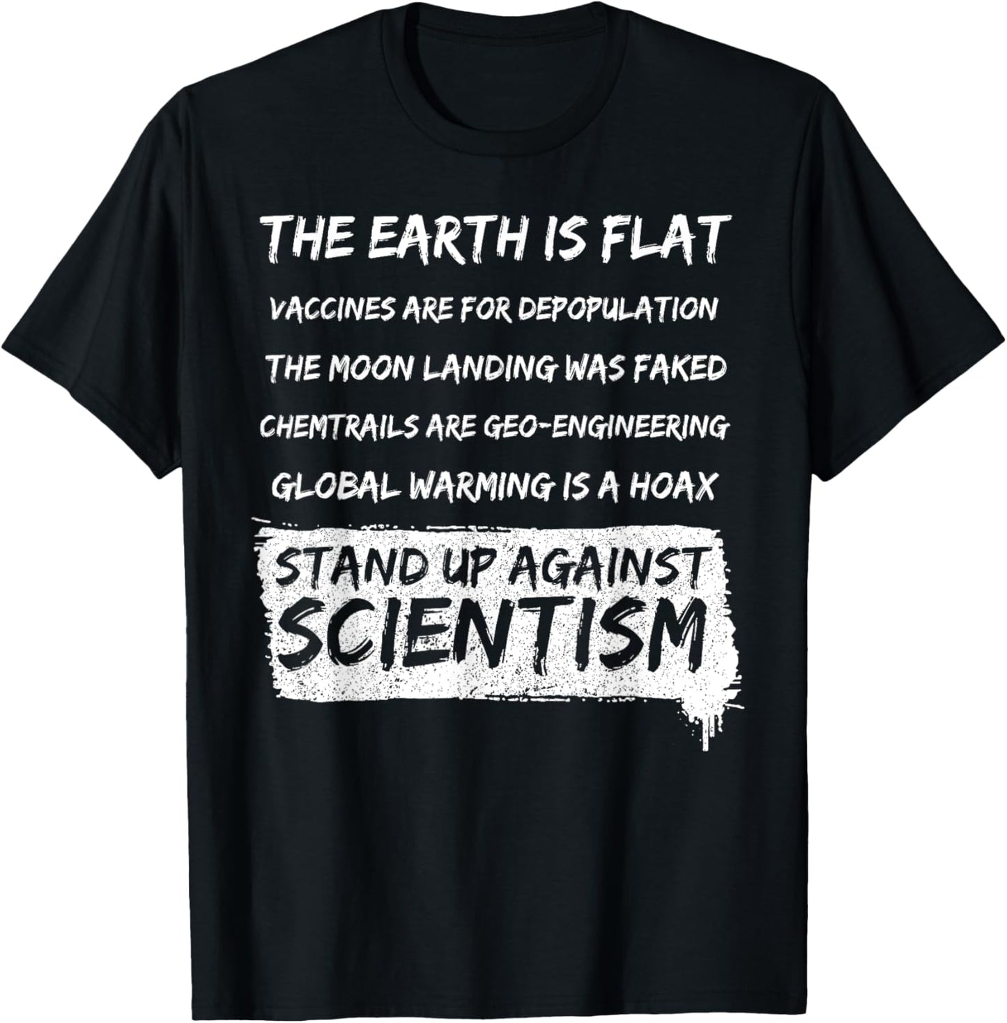 The Earth Is Flat Vaccines Are For Depopulation T-Shirt - T-Shirt | Black