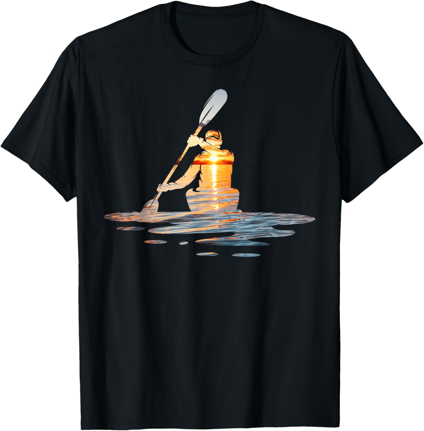 Kayaking Silhouette Kayak Kayaker T-Shirt - T-Shirt | Black