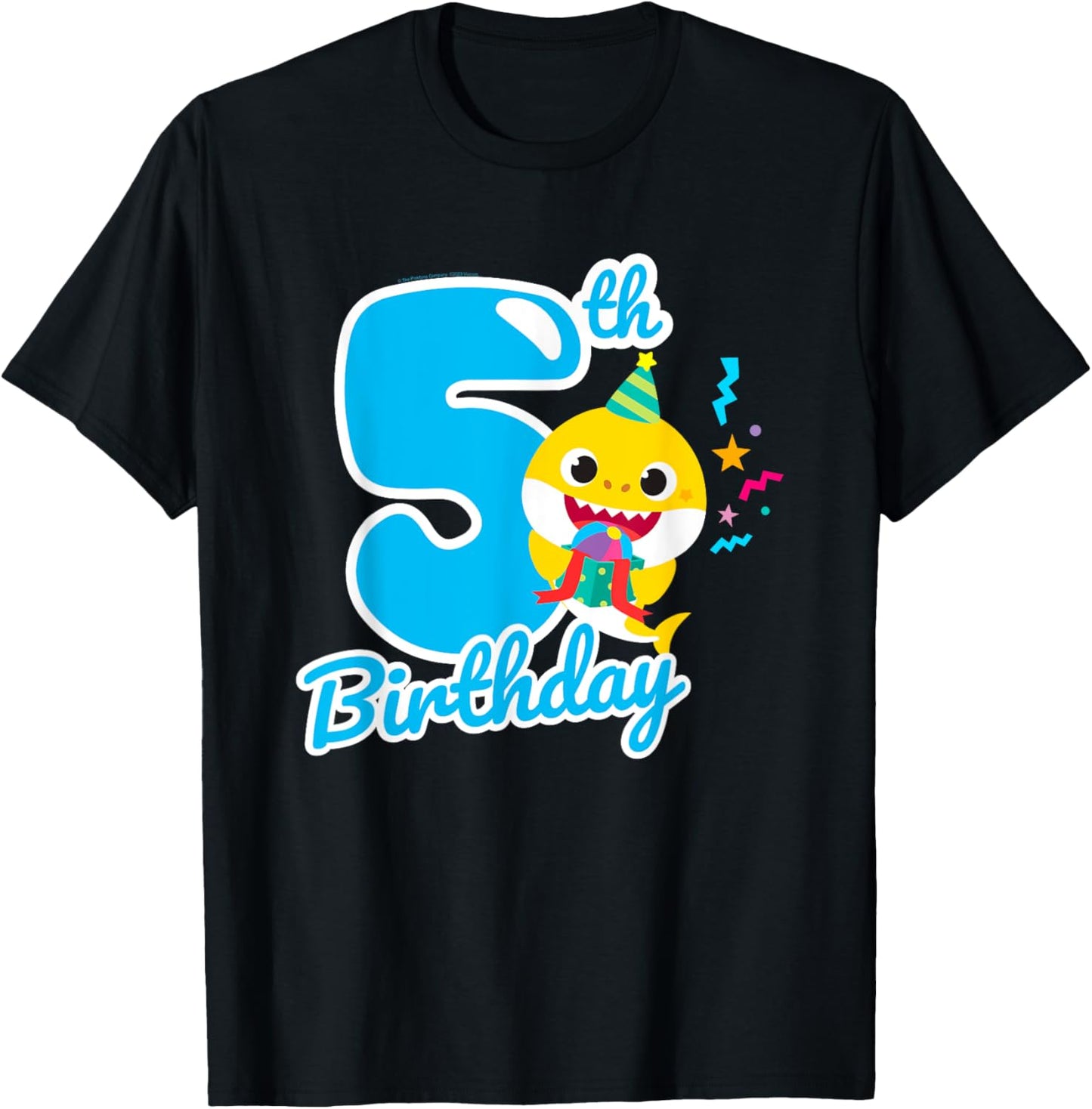 Baby Shark 5th Birthday Blue 5 Years T-Shirt - T-Shirt | Black