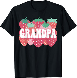 Grandpa Of The Berry First Birthday Strawberry Family Party T-Shirt - T-Shirt | Black
