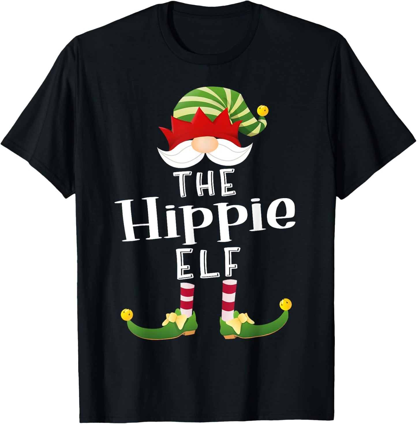 Hippie Elf Group Christmas Funny Pajama Party T-Shirt - T-Shirt | Black