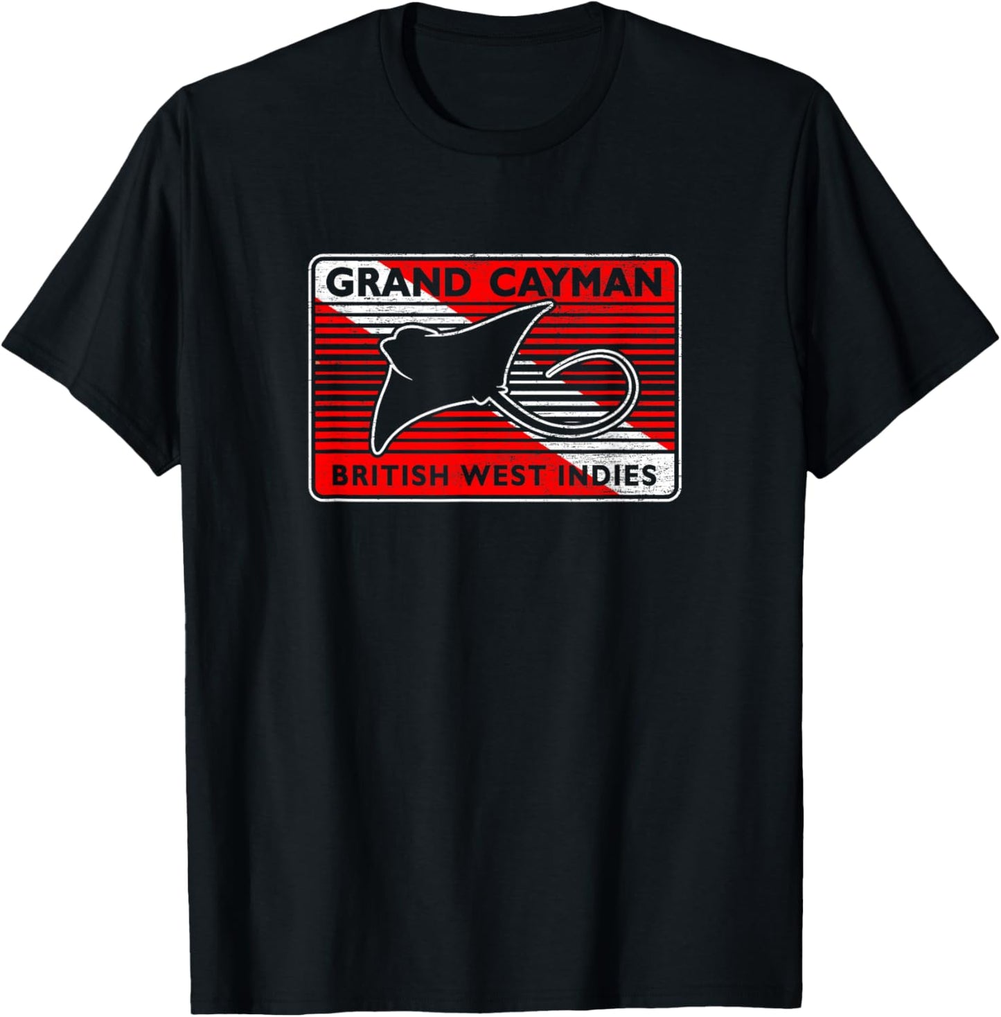 Retro Grand Cayman Islands Stingray City Scuba Diving T-Shirt - T-Shirt | Black