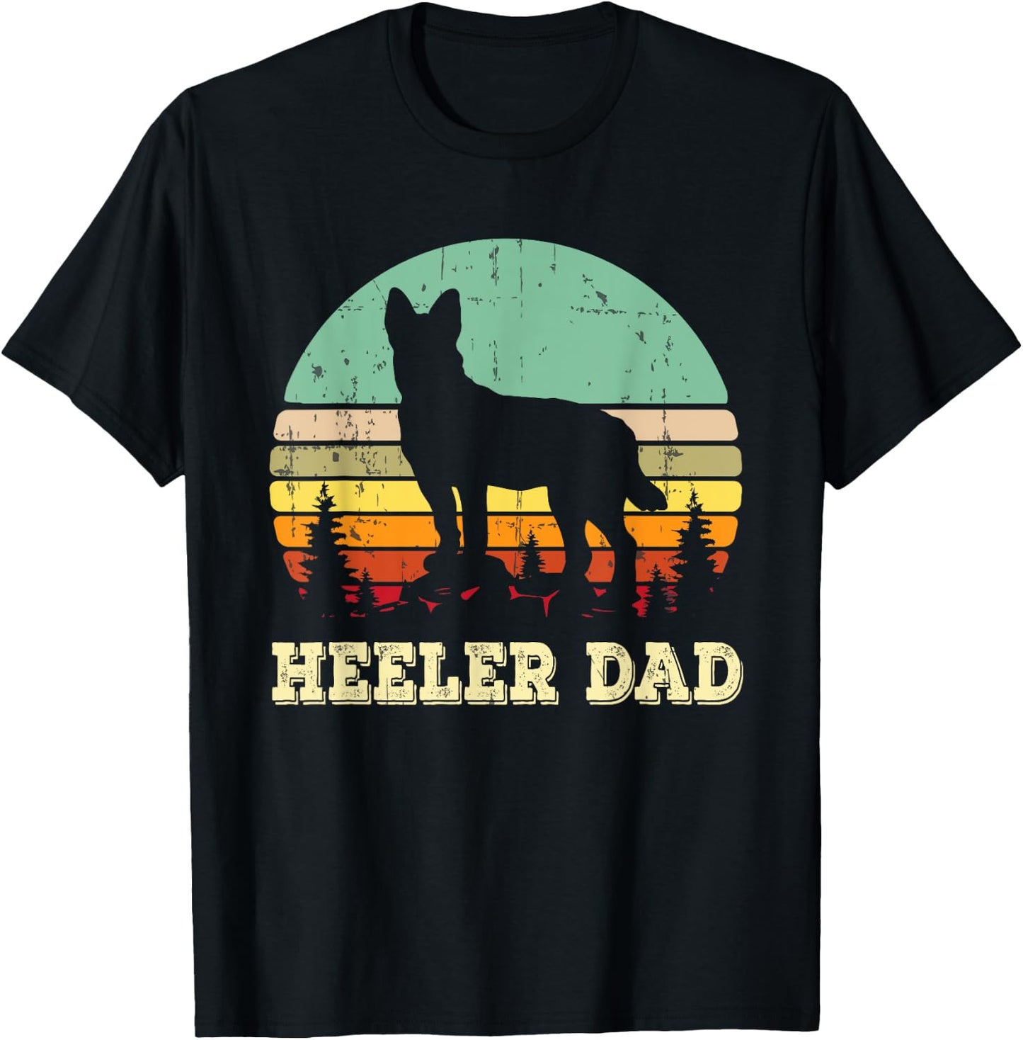 Australian Cattle Dog Red Blue Pet Heeler Dad Cute Gift T-Shirt - T-Shirt | Black