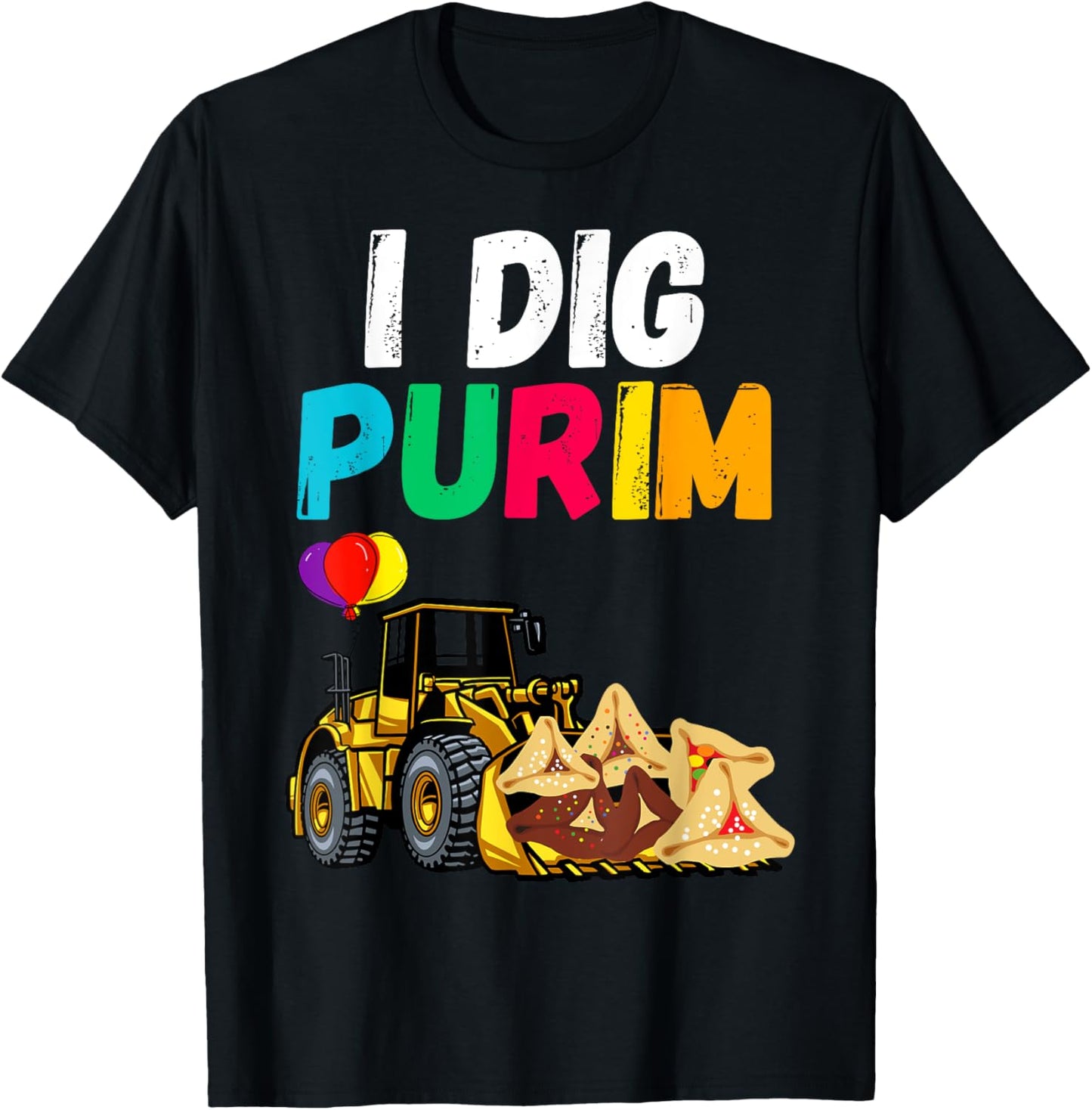 I Dig Purim Hamantaschen Tractor Jewish Toddlers Boys Girls T-Shirt - T-Shirt | Black