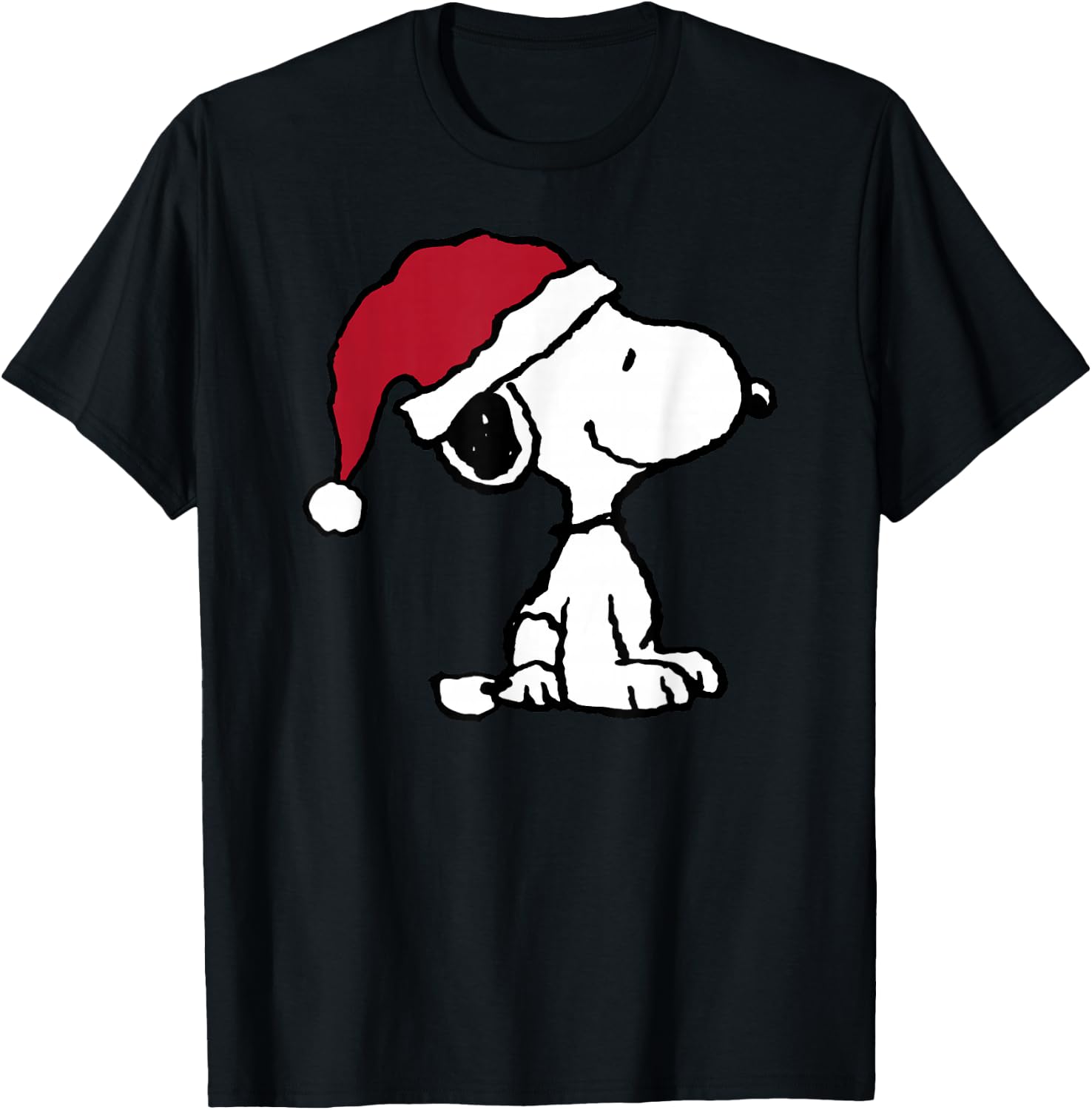 Peanuts Holiday Santa Hat Snoopy T-Shirt - T-Shirt | Black