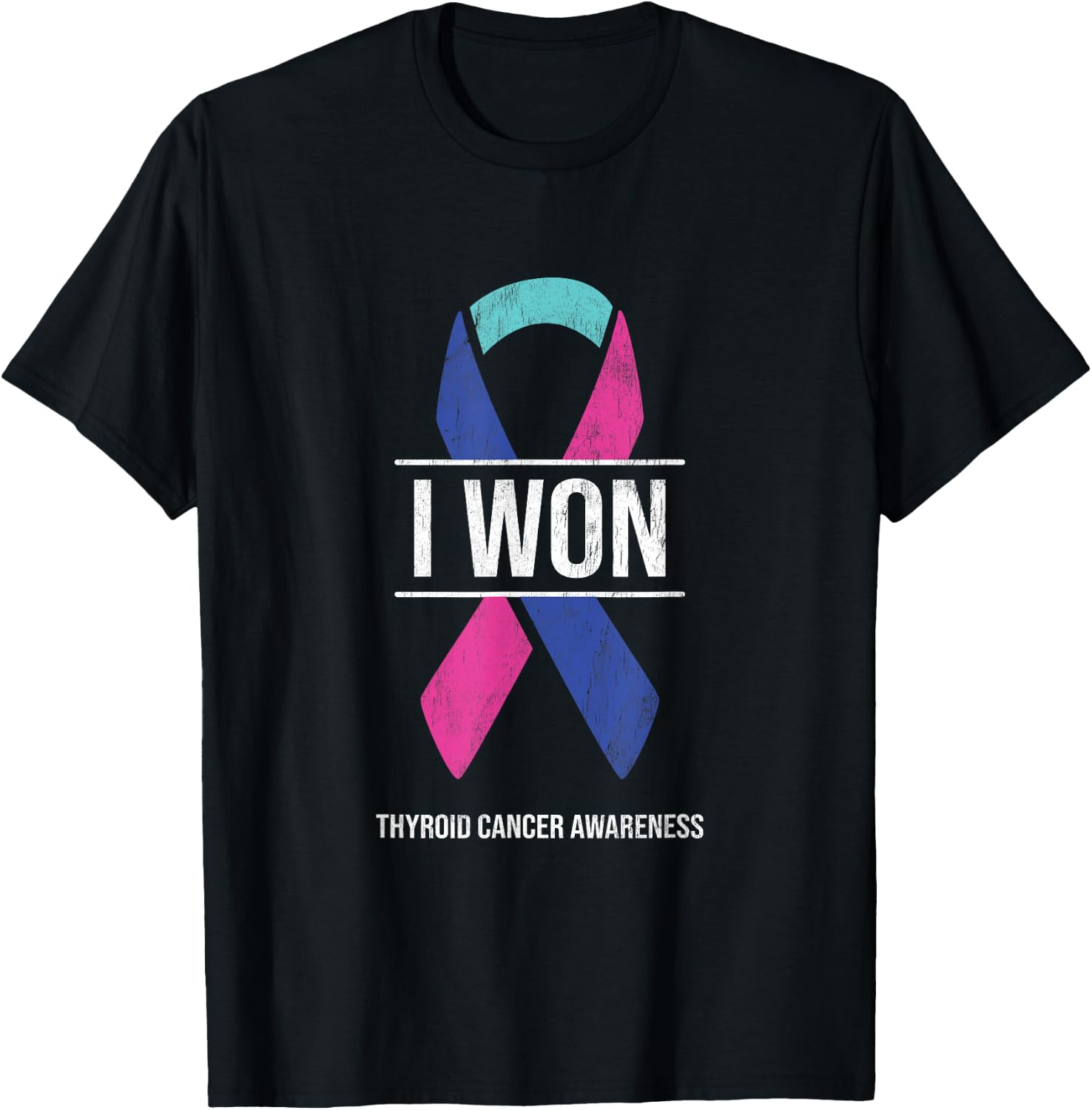 I Won Thyroid Cancer Awareness Thyroid Cancer Ribbon T-Shirt - T-Shirt | Black