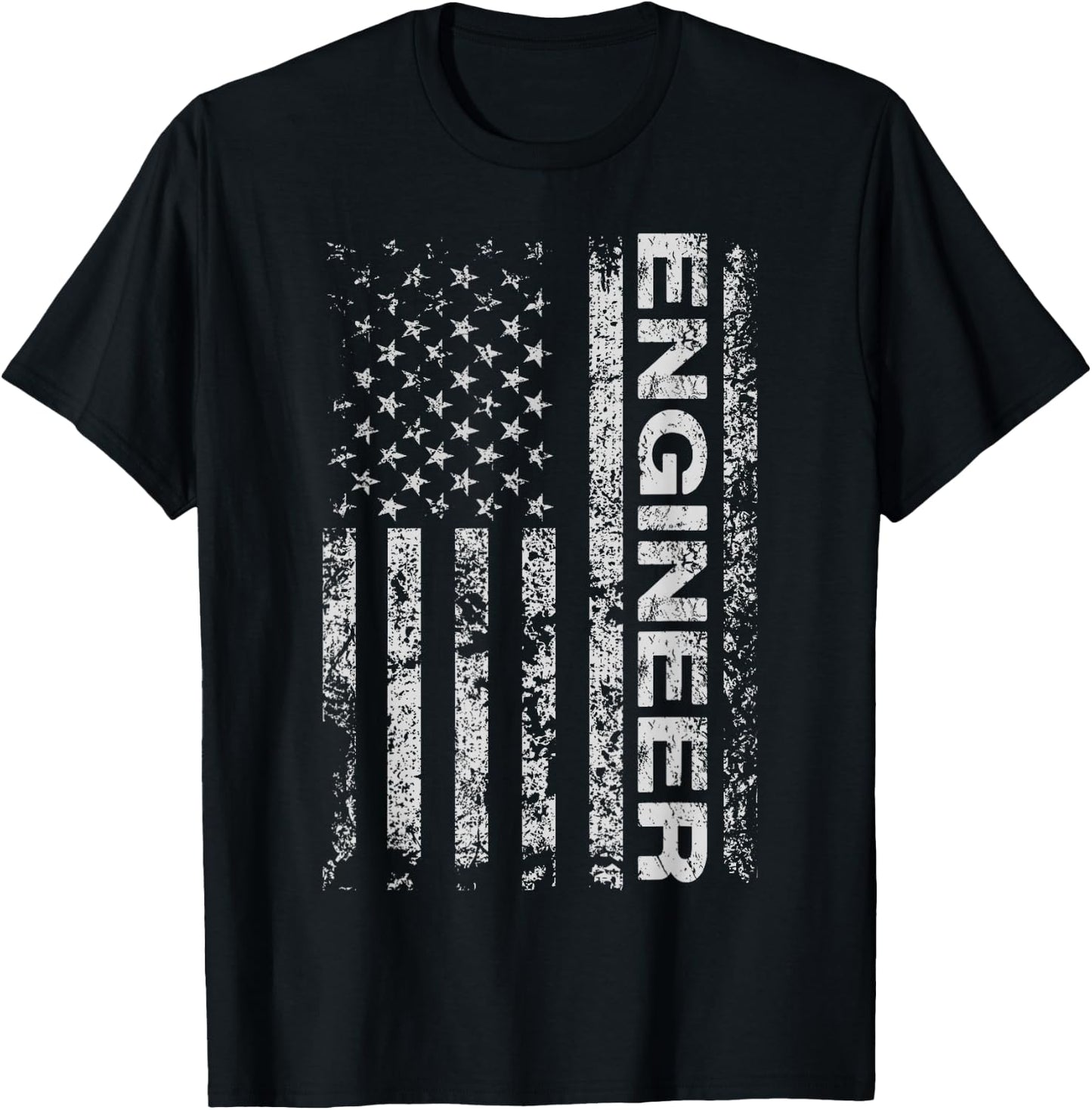 Engineer American USA Flag Funny Mechanical Aircraft Gift T-Shirt - T-Shirt | Black