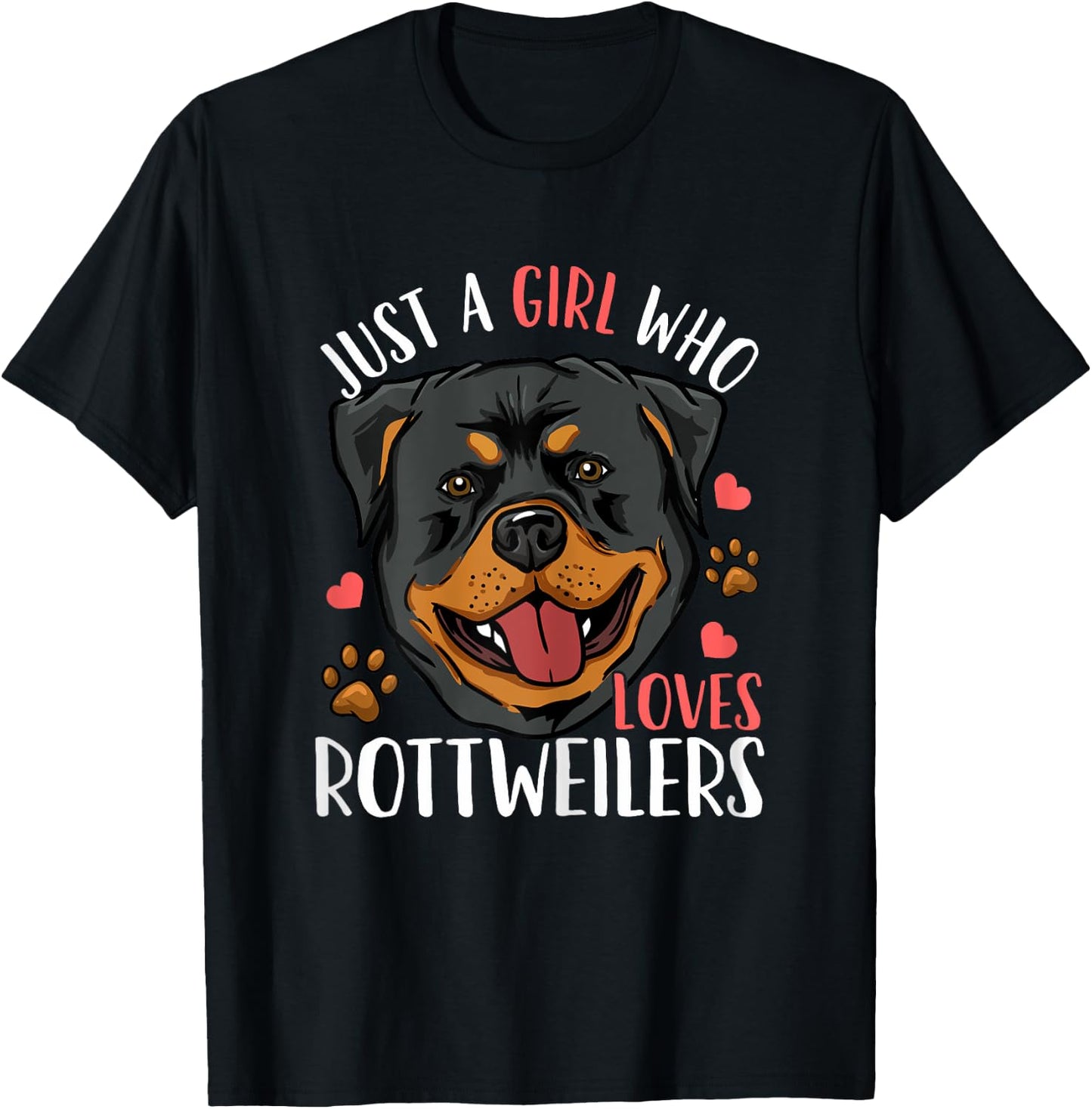 Rottweiler Just A Girl Who Loves Rottweilers Gift T-Shirt - T-Shirt | Black