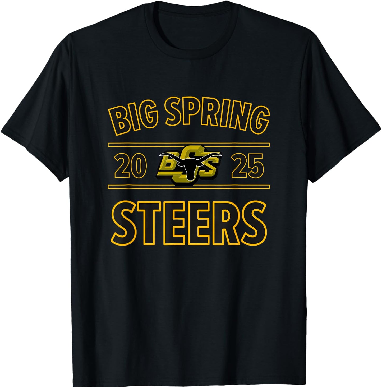 Big Spring Steers Logo 2025 HS T-Shirt - T-Shirt | Black
