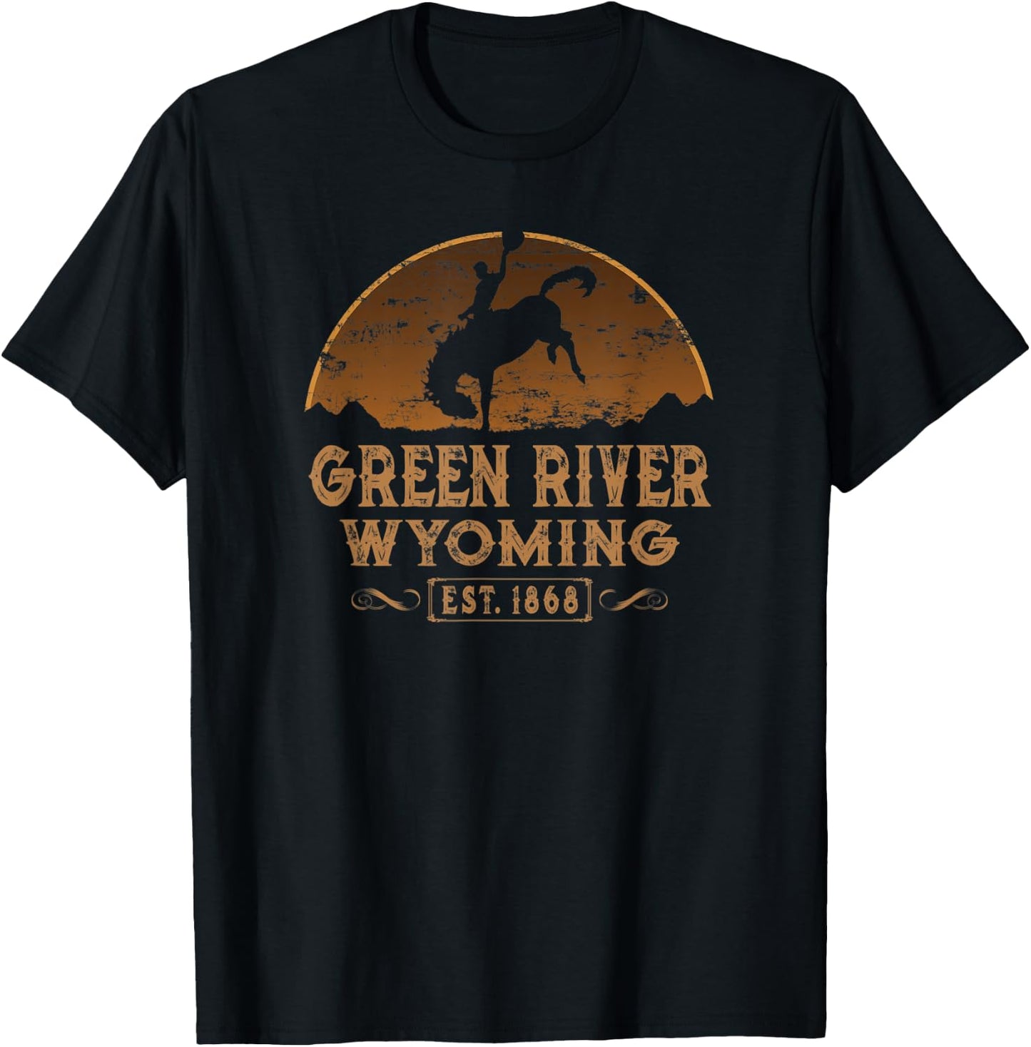 Green River Wyoming WY Wild West Rodeo Cowboy T-Shirt - T-Shirt | Black