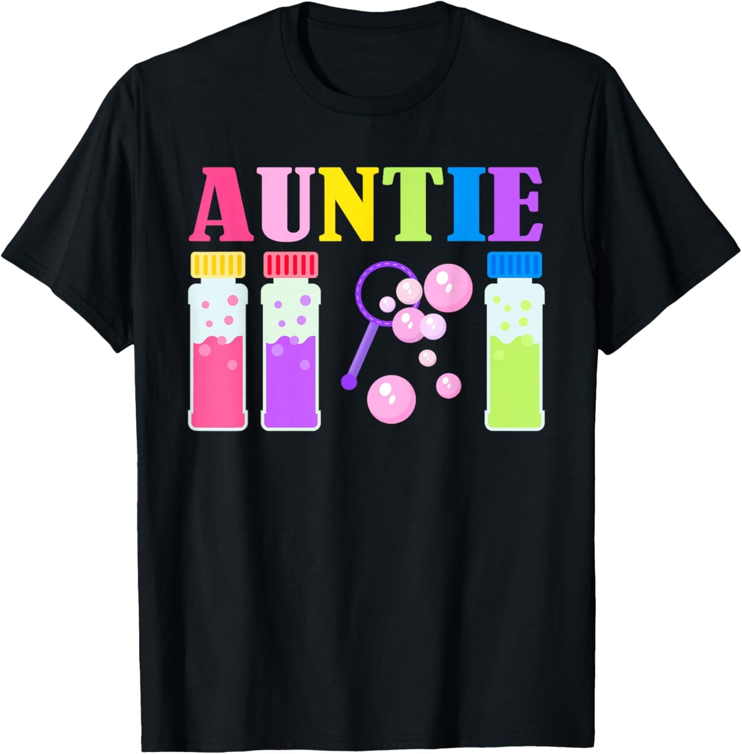 Auntie Wands Bubble Themed Birthday Family Party Matching T-Shirt - T-Shirt | Black