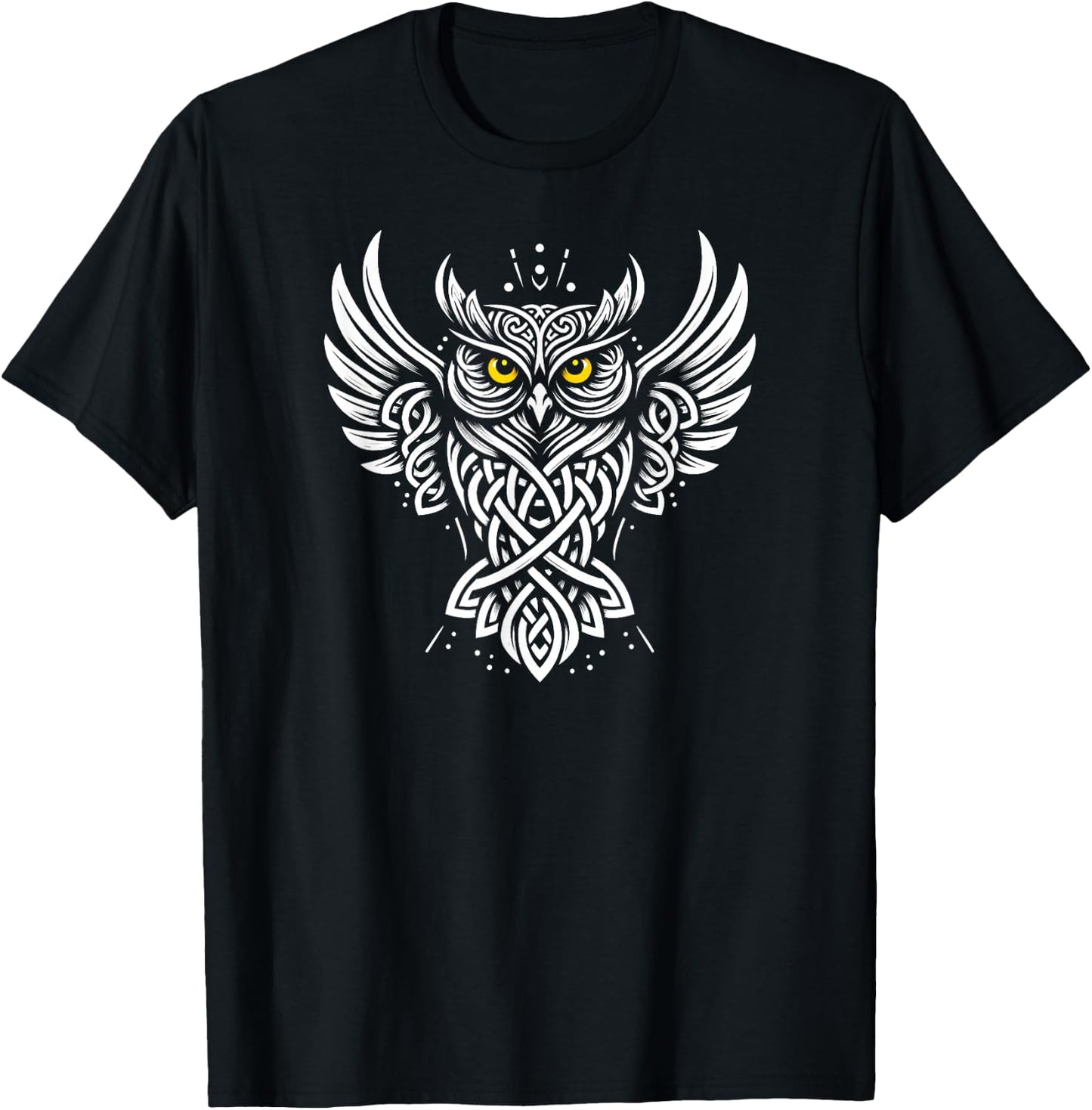 Tribal Tattoo Celtic Owl T-Shirt - T-Shirt | Black