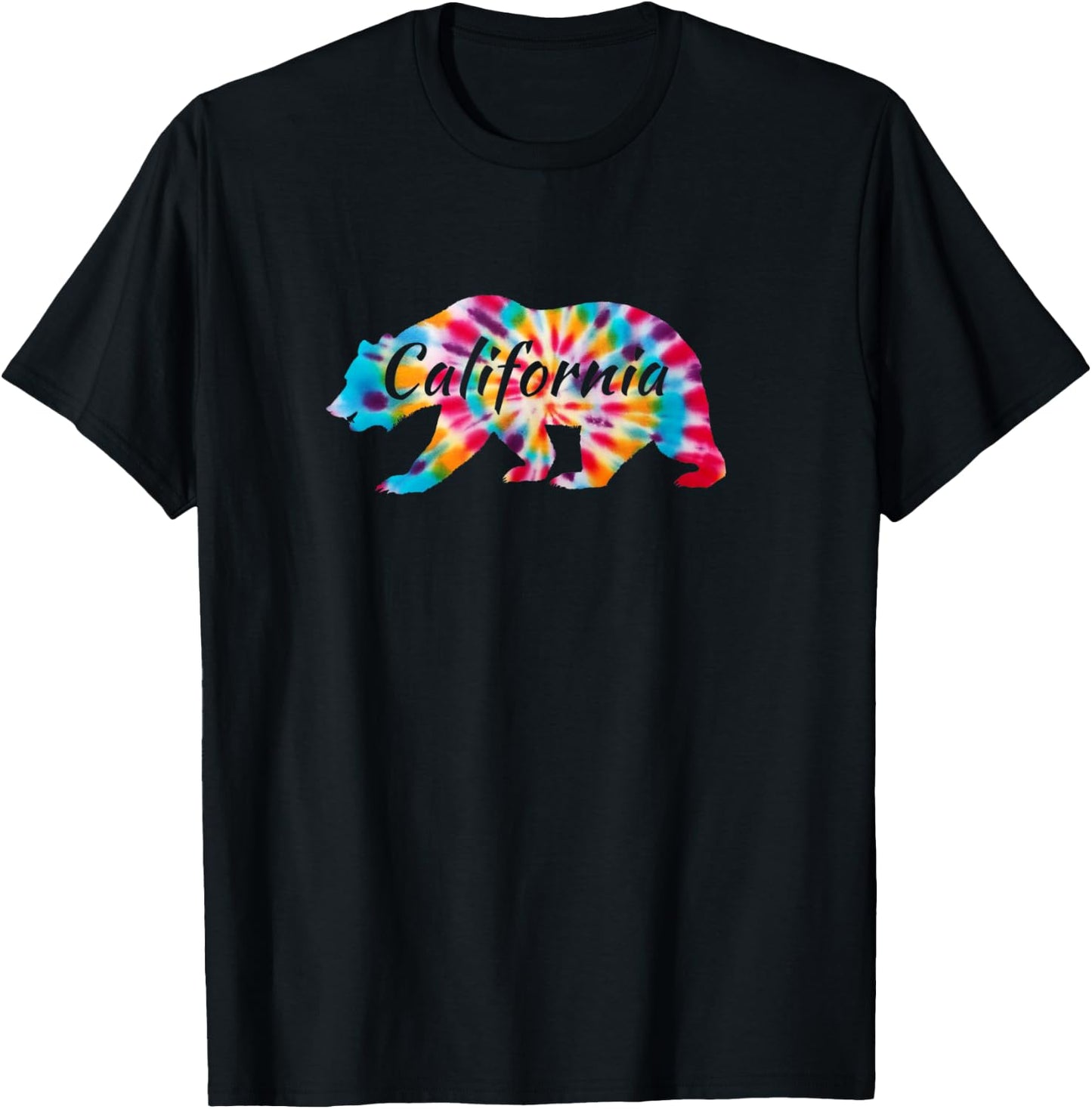California State Flag Grizzly - CA Bear Republic Tie Dye T-Shirt - T-Shirt | Black