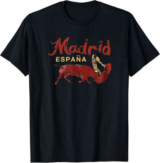Madrid Spain Bullfight Corrida de Torros Matador Vintage T-Shirt - T-Shirt | Black