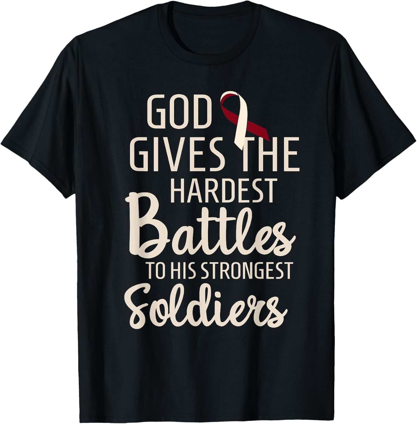 Head & Neck Cancer Fighter Survivor Motivational Burgundy T-Shirt - T-Shirt | Black