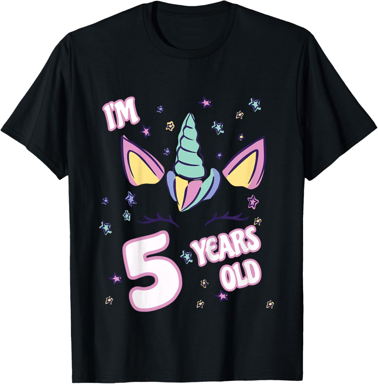 Unicorn 5th birthday i'm 5 years old girl unicorn design T-Shirt - T-Shirt | Black