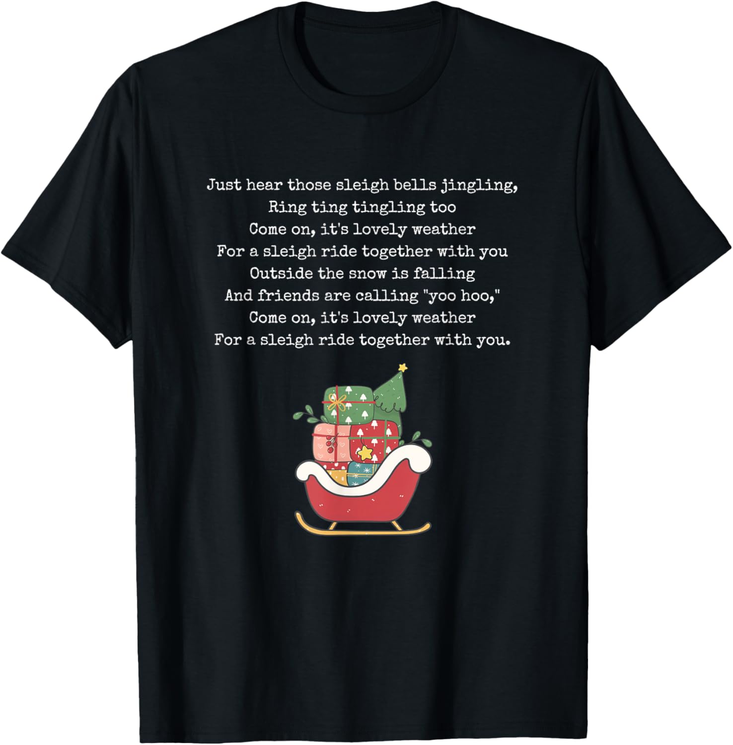 Christmas Carol Music Song Santa Sleigh Ride Xmas Holiday T-Shirt - T-Shirt | Black