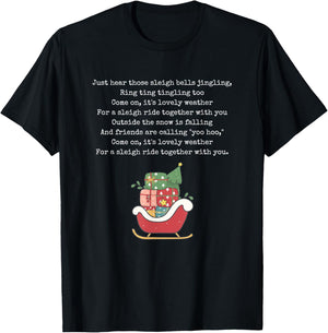 Christmas Carol Music Song Santa Sleigh Ride Xmas Holiday T-Shirt - T-Shirt | Black