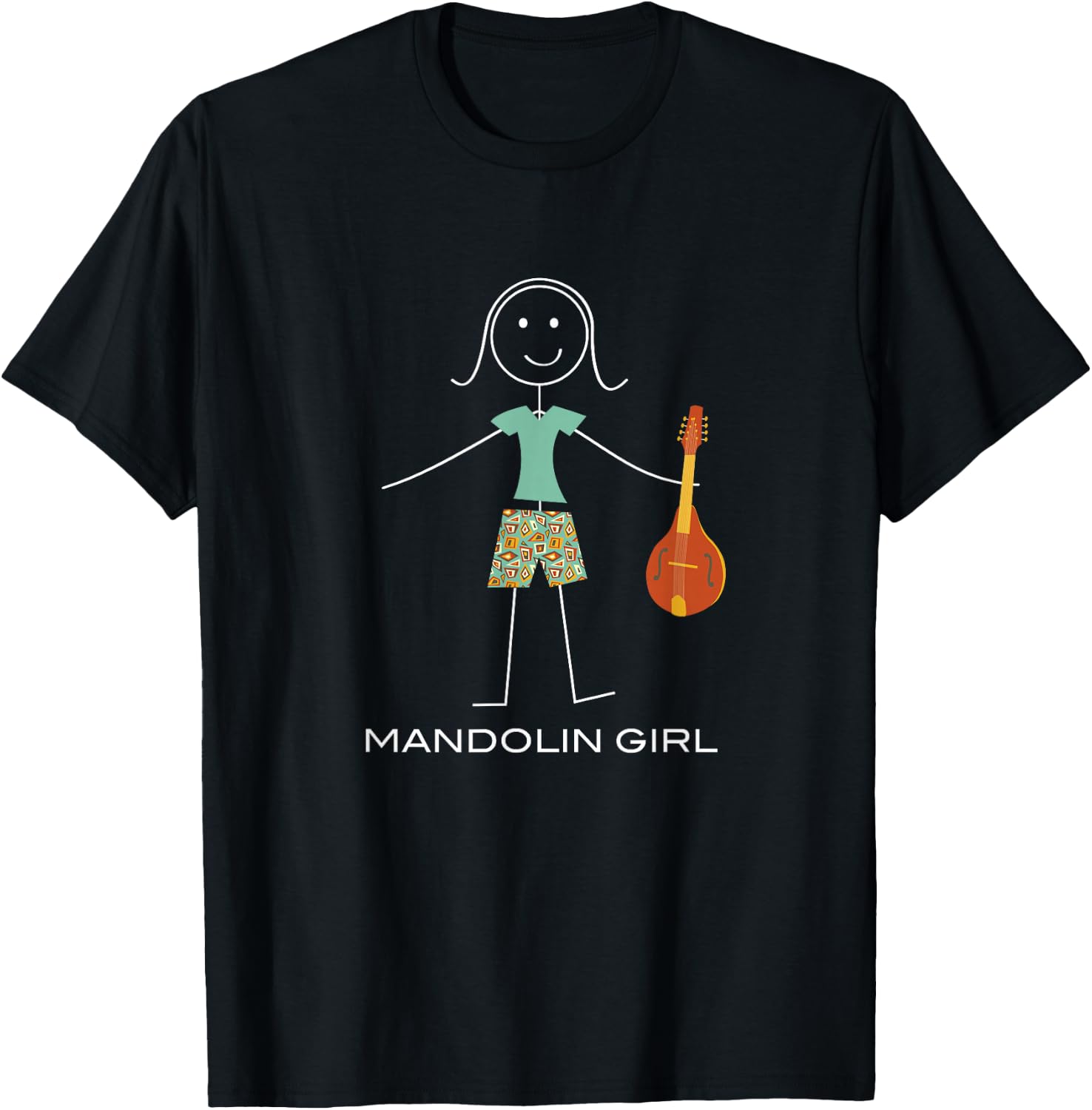Funny Mandolin Girl Mandolin Player T-Shirt - T-Shirt | Black