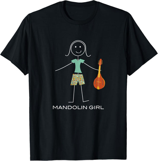 Funny Mandolin Girl Mandolin Player T-Shirt - T-Shirt | Black