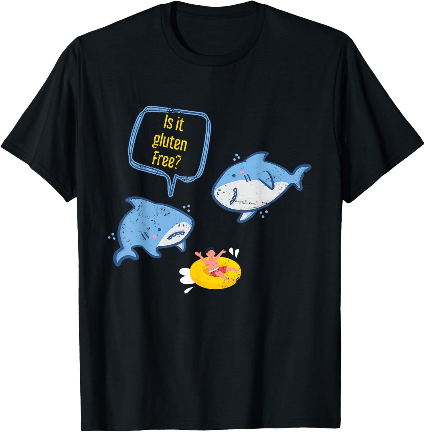 Funny Shark Is It Gluten Free T-Shirt - T-Shirt | Black