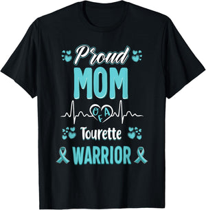proud Mom Tourette syndrome warrior awareness ribbon T-Shirt - T-Shirt | Black