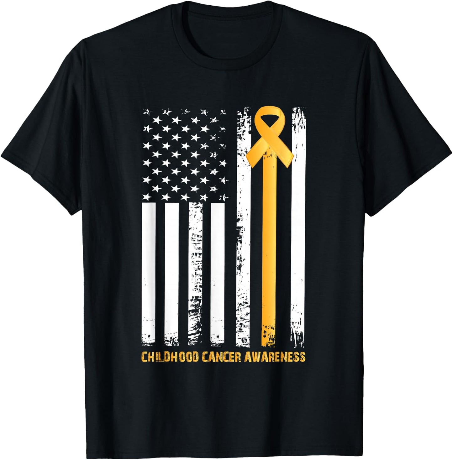 ribbon in a flag, Childhood cancer awareness T-Shirt - T-Shirt | Black