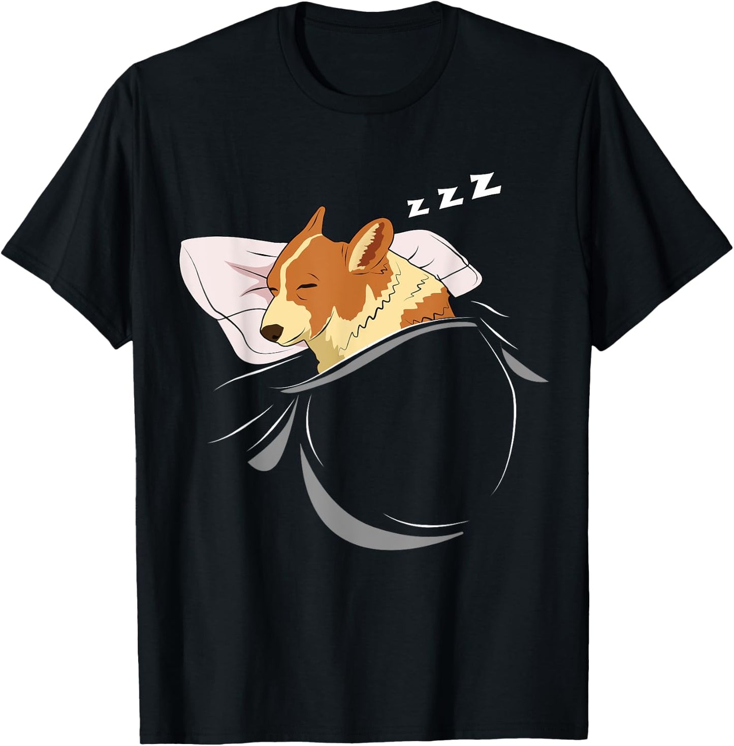 Corgi Sleeping Animal Pajamas Nap PJs Outfit Gift Corgi T-Shirt - T-Shirt | Black