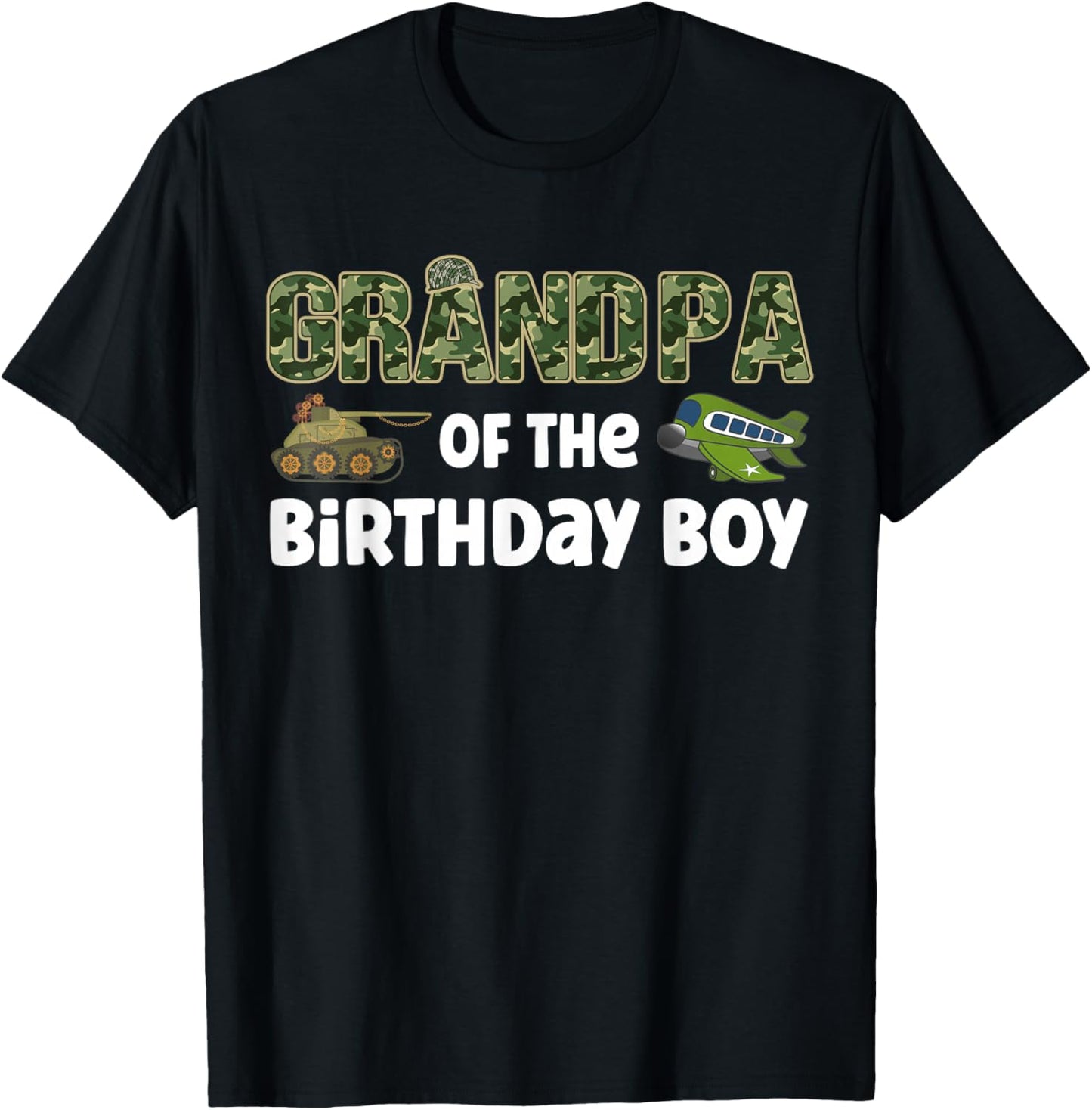 Grandpa of the Birthday Boy Army Camouflage Birthday Party T-Shirt - T-Shirt | Black