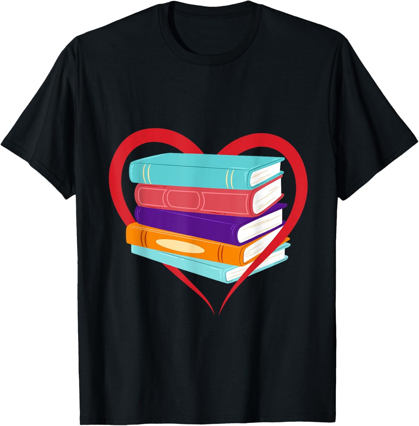 I Love Reading Book Heart Love Books Gift Library T-Shirt - T-Shirt | Black