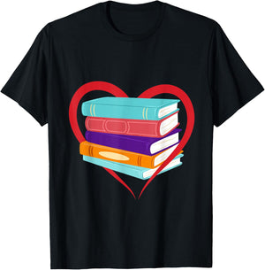 I Love Reading Book Heart Love Books Gift Library T-Shirt - T-Shirt | Black