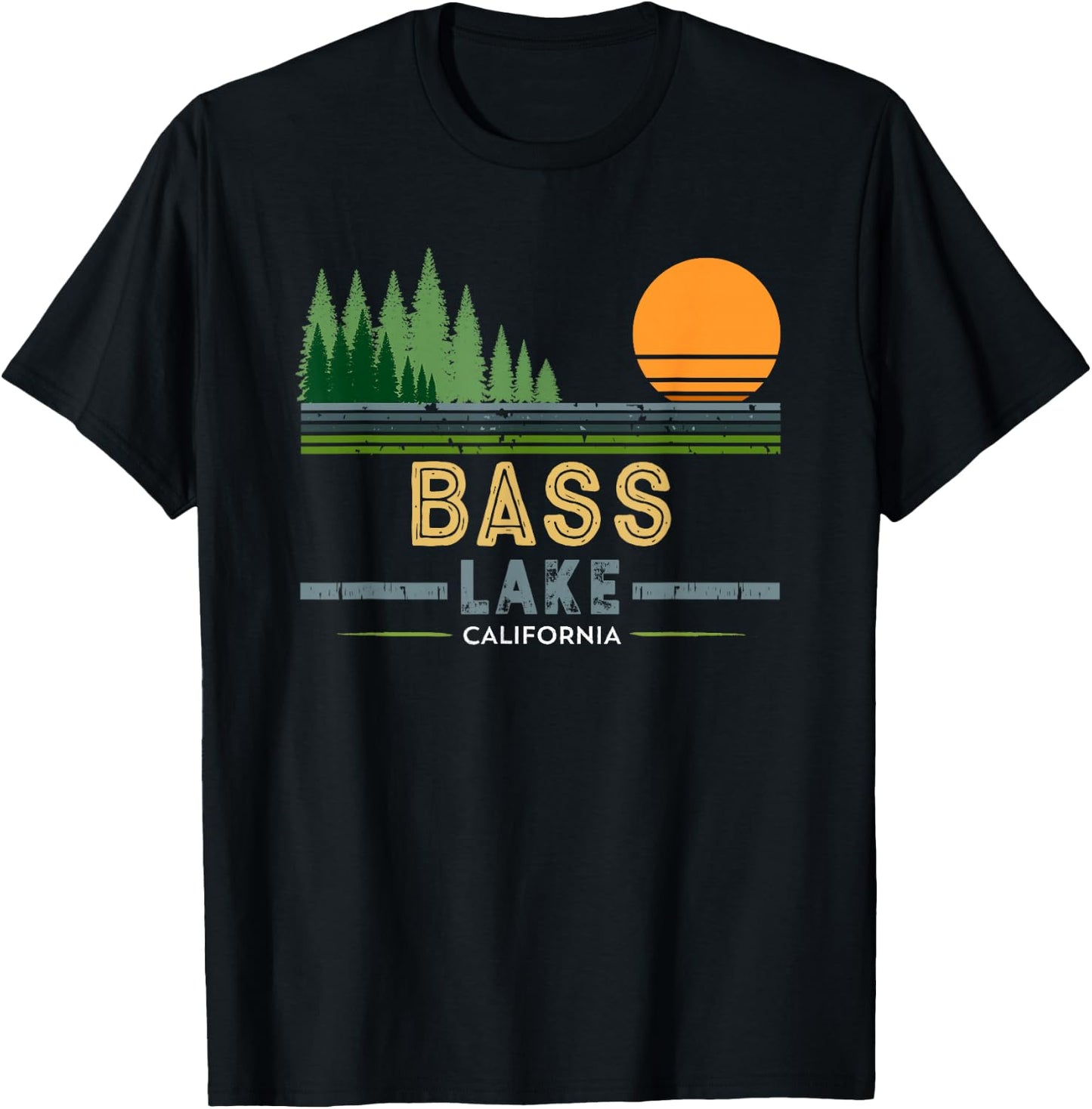 Vintage Bass Lake California T-Shirt - T-Shirt | Black
