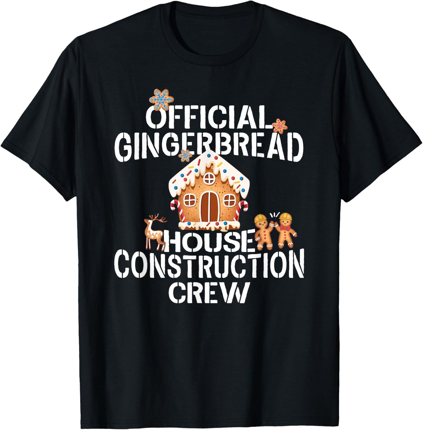 Official Gingerbread House Construction Crew Decorating T-Shirt - T-Shirt | Black
