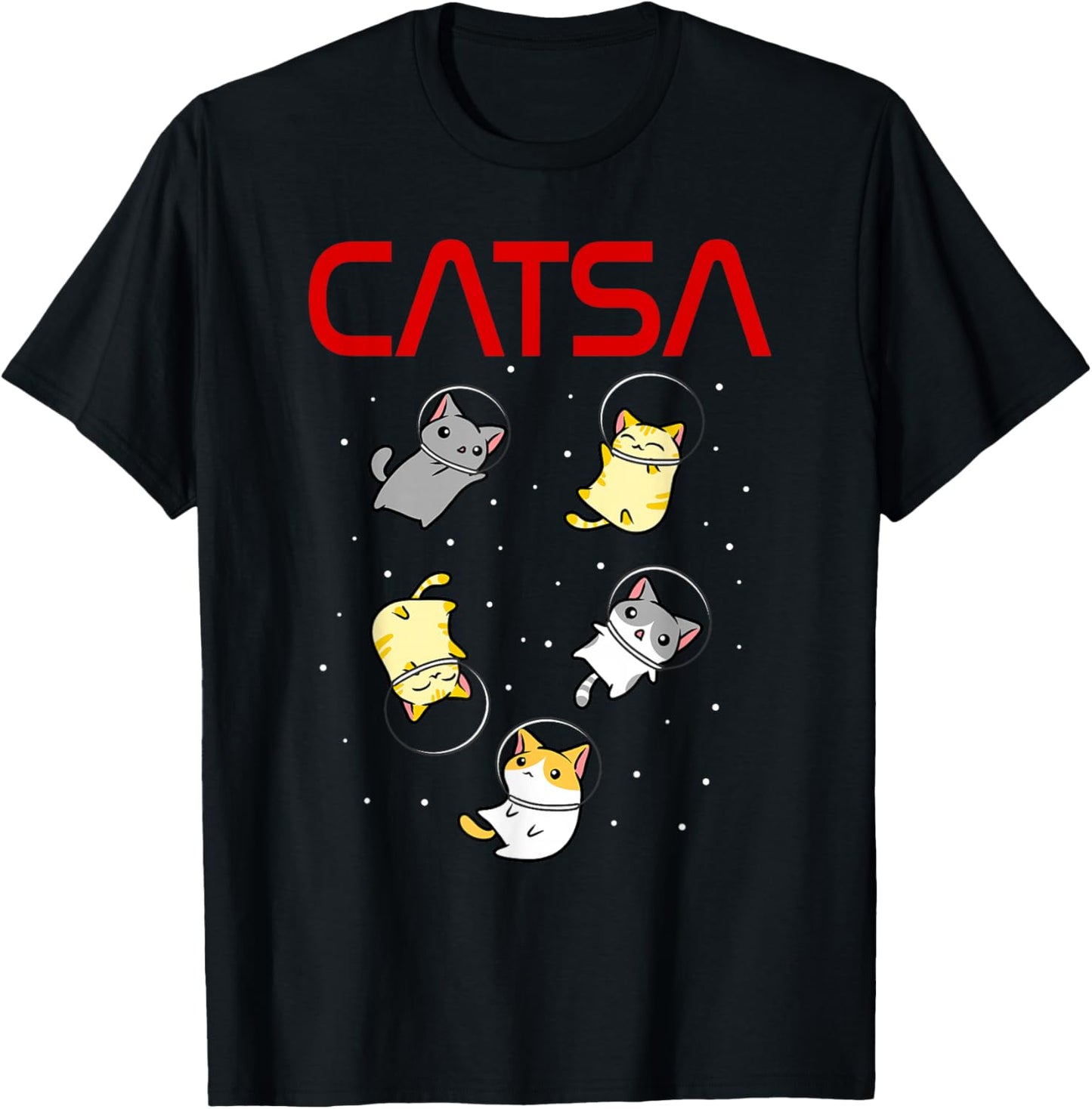 Funny Space Astronaut Cat Gifts Men Women Kids Cats Space T-Shirt - T-Shirt | Black