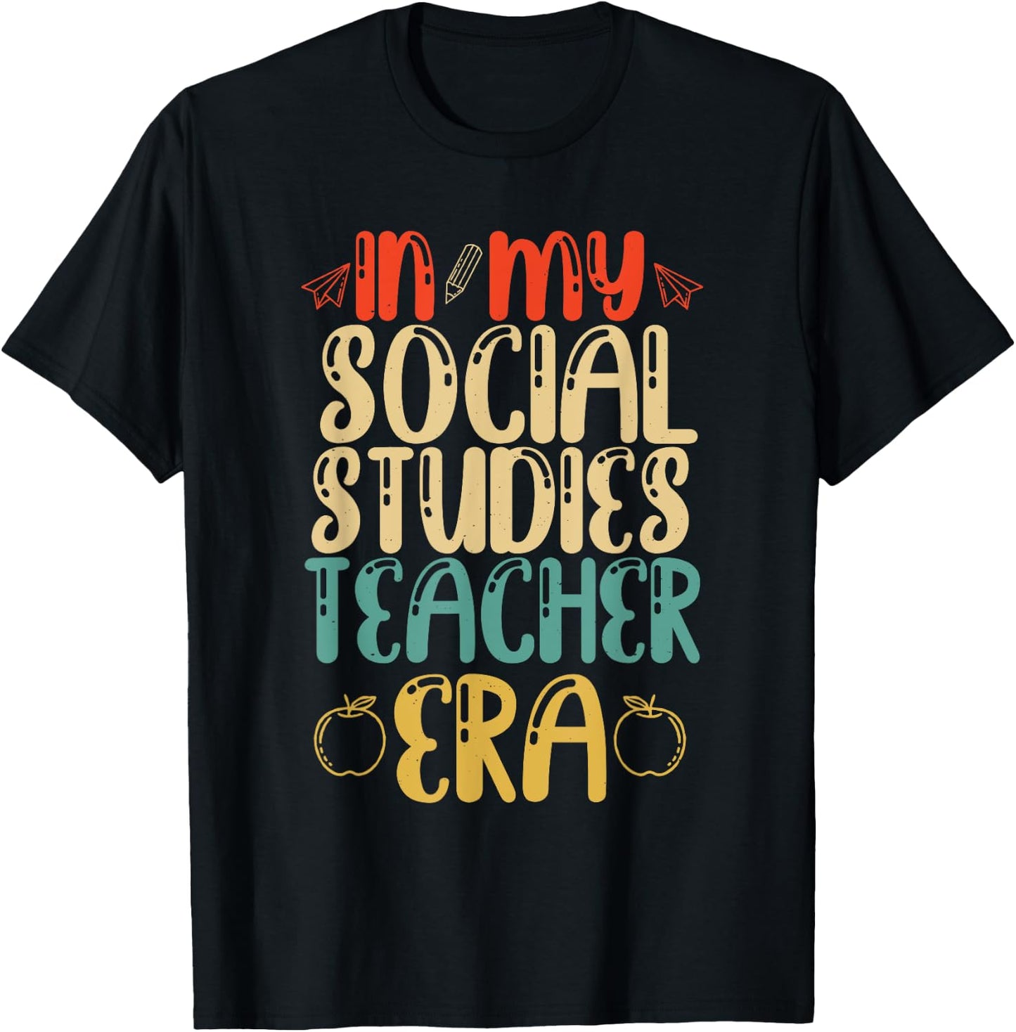 In My Social Studies Teachers Era Vintage Back To School T-Shirt - T-Shirt | Black