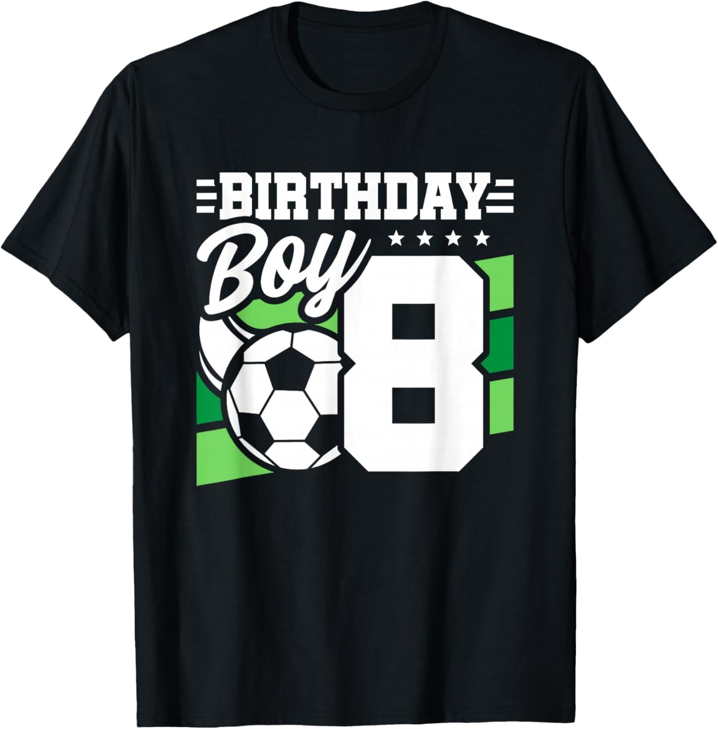 Soccer Birthday Party - 8 Year Old Boy - 8th Birthday T-Shirt - T-Shirt | Black