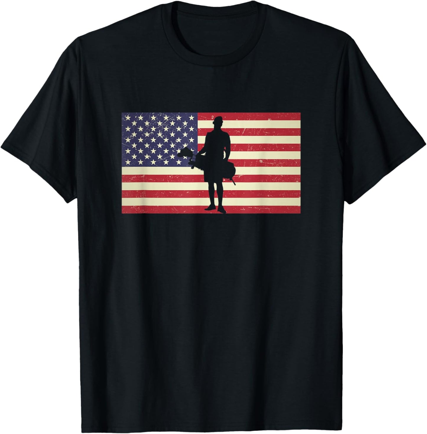 Distressed USA American Flag Golf Caddie Caddy Patriotic Women Men T-Shirt - T-Shirt | Black