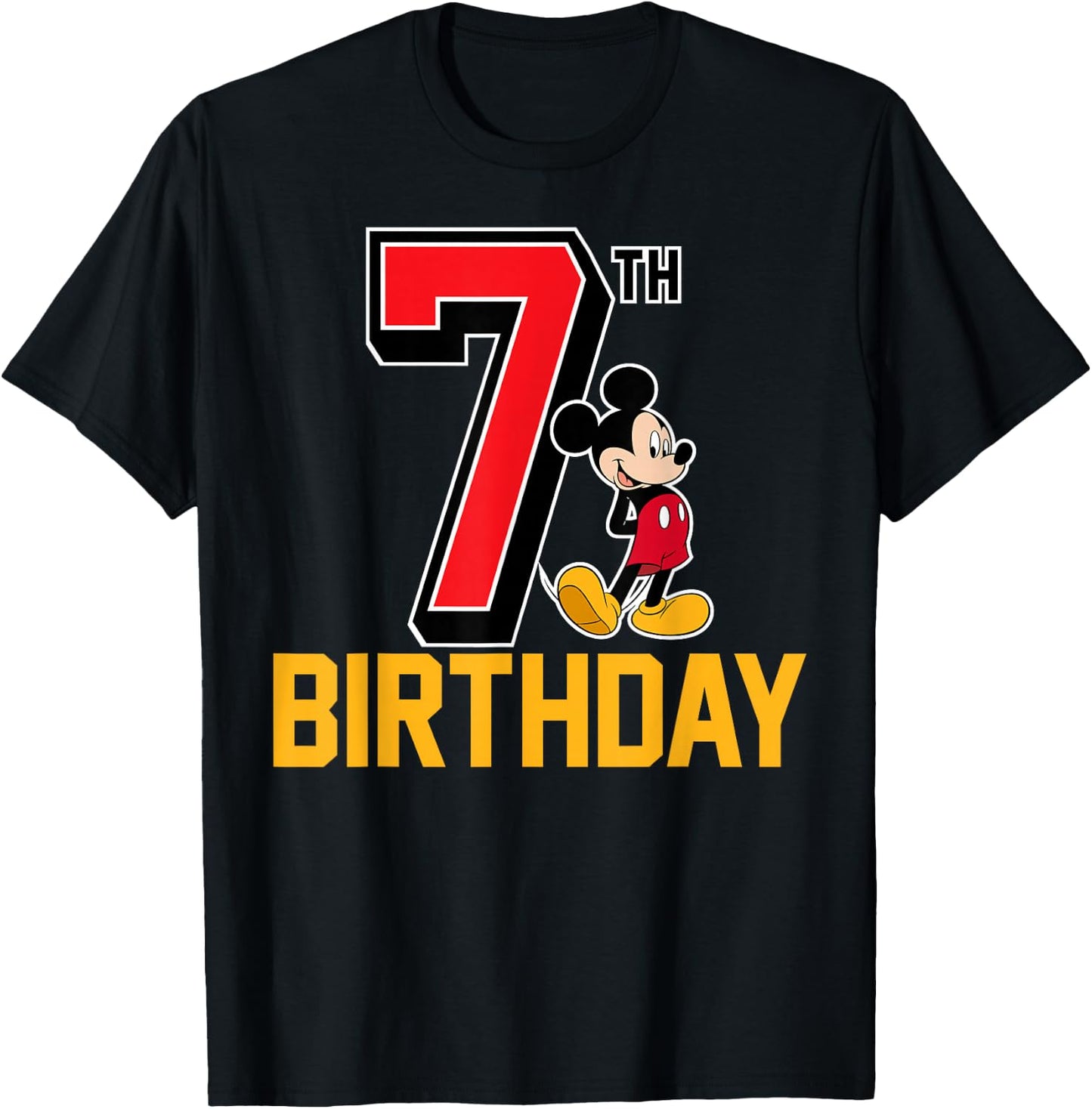 Disney - Mickey Mouse 7th Birthday T-Shirt - T-Shirt | Black