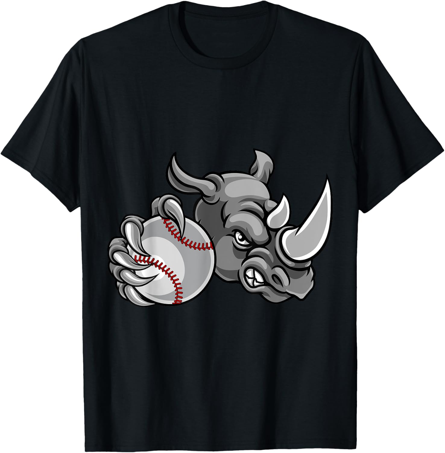 Rhino Baseball Ball Sports Mascot T-Shirt - T-Shirt | Black