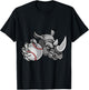 Rhino Baseball Ball Sports Mascot T-Shirt - T-Shirt | Black