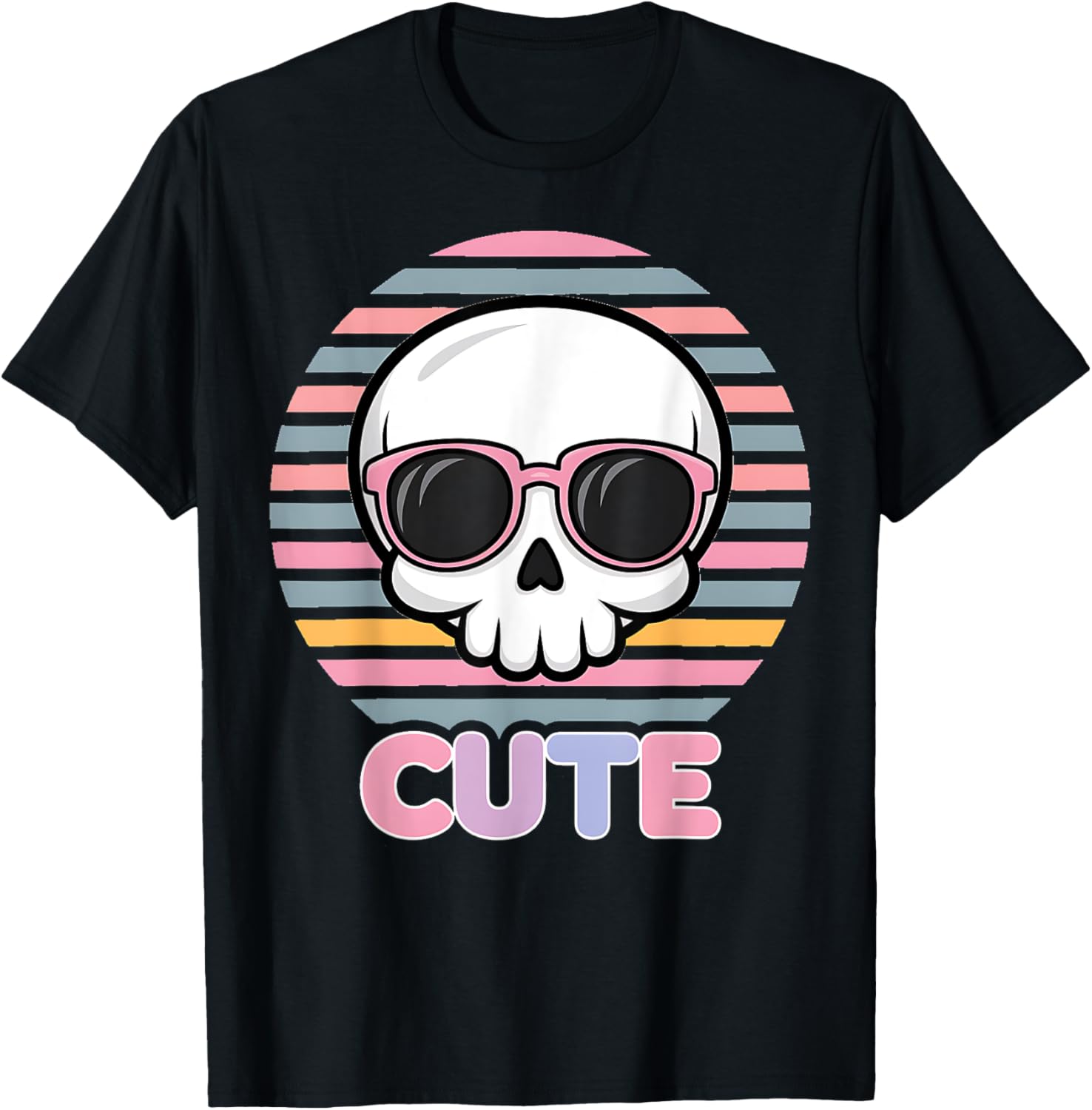 Pastel Goth Fairycore Grunge Kawaii Cute Halloween Skull T-Shirt - T-Shirt | Black