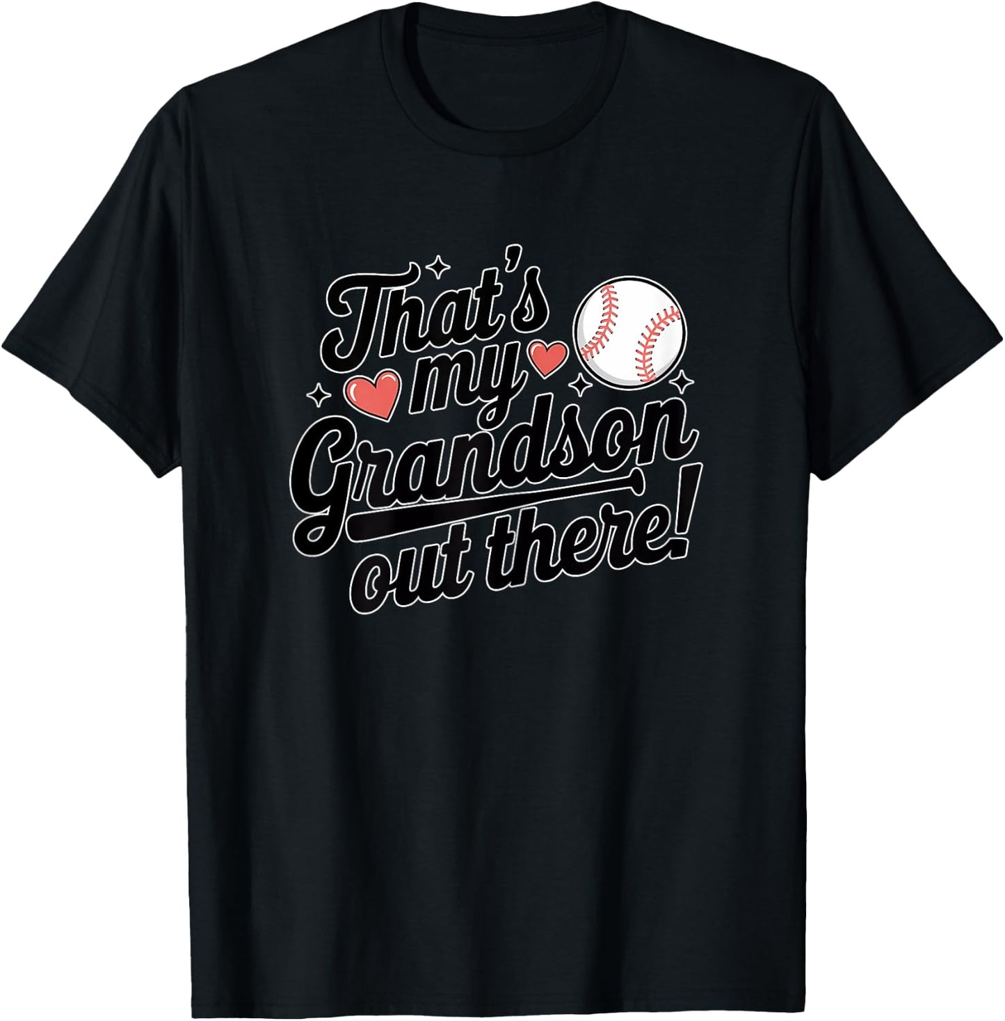 Baseball Grandma That's My Grandson Out There Cute Sports T-Shirt - T-Shirt | Black